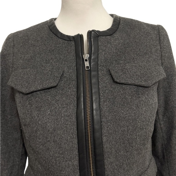 NWT! The Limited Gray Wool Blend Faux Leather Trim Zip Jacket XS - Picture 3 of 8